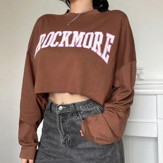 Lettering Long-sleeve Cropped Sweatshirt