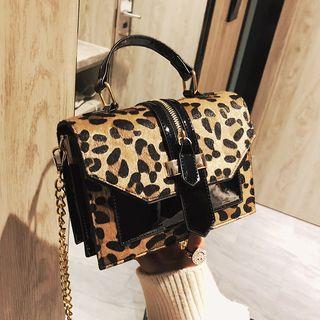 Leopard Print Faux Leather Handbag