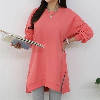 Plain Slit-hem Sweatshirt Dress