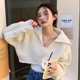 Open Collar Cropped Sweater / Tank Top
