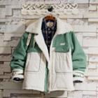 Fleece-lined Two-tone Zip Jacket