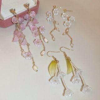 Flower Acrylic Faux Pearl Alloy Dangle Earring