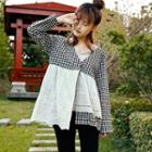 Check Buttoned Jacket Plaid - Black & White - One Size