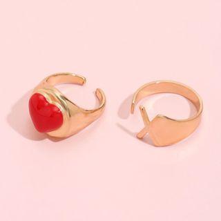 Set: Letter Open Ring + Heart Open Ring