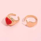 Set: Letter Open Ring + Heart Open Ring