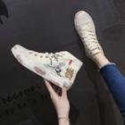Platform Chinese Character Lace Up Canvas Sneakers