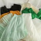 Elastic-waist Mesh Midi Skirt In 6 Colors