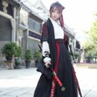 Couple Matching Long-sleeve Top / Elbow-sleeve Coat / A-line Maxi Skirt / Sash