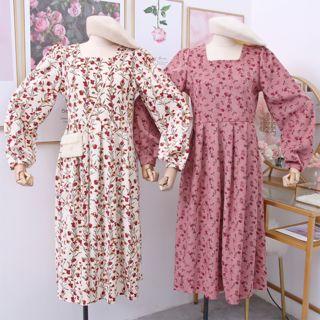 Loose-fit Floral A-line Dress