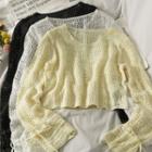 Loose-fit Cropped Open-knit Light Top