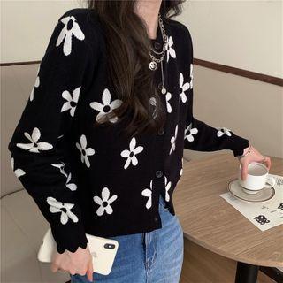 Flower Print Cardigan As Figure - One Size