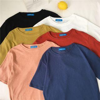 Plain Round Neck Short-sleeve T-shirt