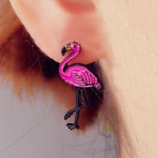 Flamingo & Leaf Non-matching Earring