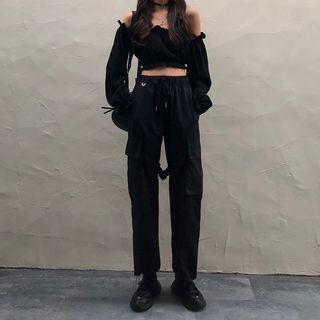 Cold Shoulder Long-sleeve Top / Cargo Pants