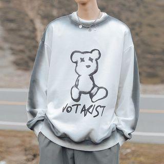 Couple Matching Gradient Bear Print Sweatshirt