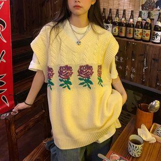 Rose Sweater Vest Rose - White - One Size