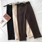 Asymmetric High-waist Straight-cut Pants With Belt