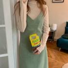 Plain Long-sleeve T-shirt / Midi Pinafore Dress