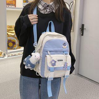 Two-tone Buckled Nylon Convertible Backpack