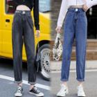 High-waist Buckled Belt Harem Jeans