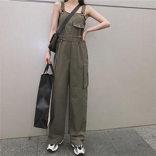Wide-leg Cargo Jumpsuit Army Green - One Size