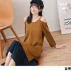 Cold Shoulder Long Sleeve Mock Two Piece Dress