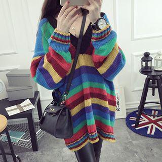 Stripe V-neck Long Sweater