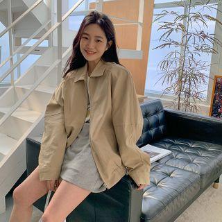 Collared Zipped Blouson Jacket