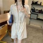 Short-sleeve Plain Jumper Shorts