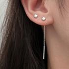 925 Sterling Silver Cube And Bar Drop Earring