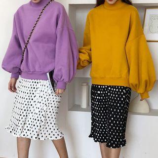 Mock Neck Balloon-sleeve Pullover