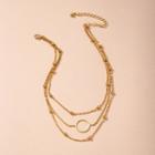 Hoop Pendant Layered Alloy Choker X245 - Gold - One Size