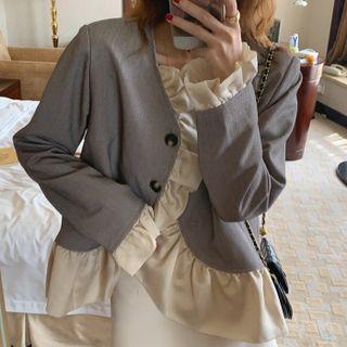 Wood Ear Trim Panel Cropped Blazer