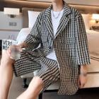 Set: Short-sleeve Houndstooth Blazer + Shorts