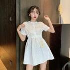 Short-sleeve Mini A-line Dress White - One Size