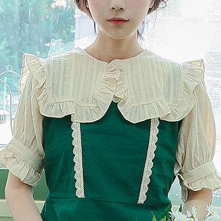 Square-collar Frilled Lace Blouse