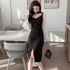 Long-sleeve Two Tone Dress