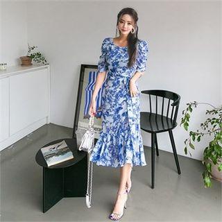 Ruffle-hem Tie-dyed Dress