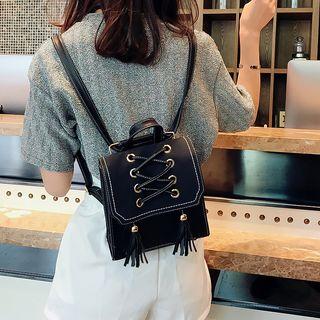 Tasseled Lace Up Backpack