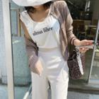 Sleeveless U-neck Letter T-shirt