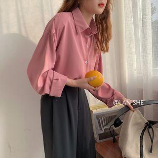 Irregular Long-sleeve Plain Skirt