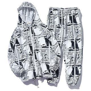 Comic Print Zip Hoodie / Sweatpants