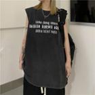 Letter Print Washed Oversized Tank Top