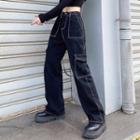 High Waist Loose Fit Cargo Jeans