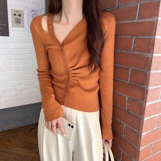 Asymmetrical Shirred Cardigan