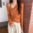 Asymmetrical Shirred Cardigan
