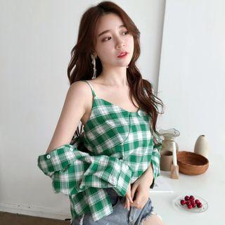 Check Camisole Top / Long-sleeve Shirt