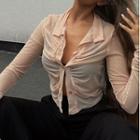 Long Sleeve Ruched Crop Shirt