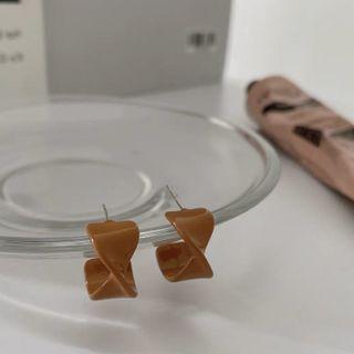 Knot Resin Earring 1 Pair - 925 Silver Stud Earrings - Caramel - One Size