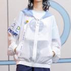 Planet Embroidered Long-sleeve Hooded Light Jacket